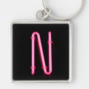 Porte-clés Monogramme de lampe au néon de la lettre "N"