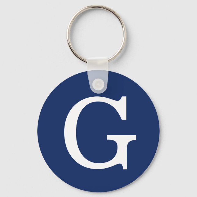 Porte-clés Monogramme de lettre initiale bleu blanc simple (Recto)
