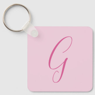Porte-clés Monogramme de lettre initiale rose clair chic uni