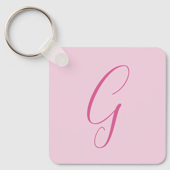 Porte-clés Monogramme de lettre initiale rose clair chic uni (Recto)