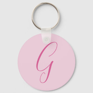 Porte-clés Monogramme de lettre initiale rose clair chic uni