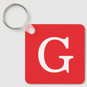 Porte-clés Monogramme de lettre initiale rouge blanc simple