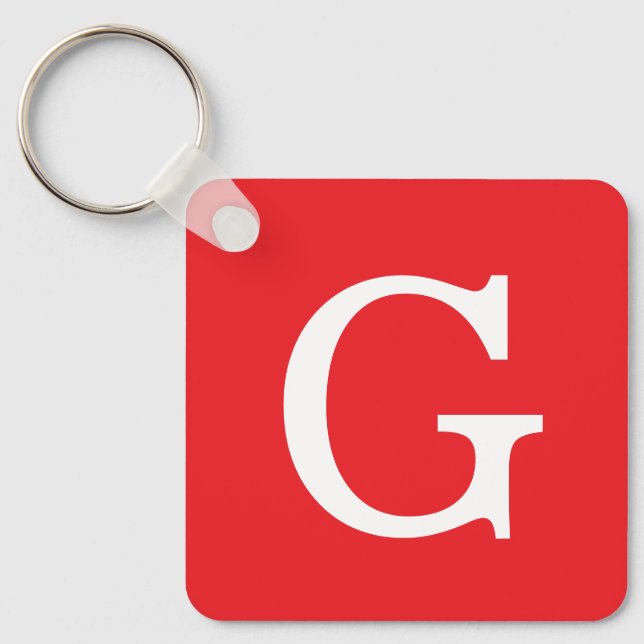 Porte-clés Monogramme de lettre initiale rouge blanc simple (Recto)