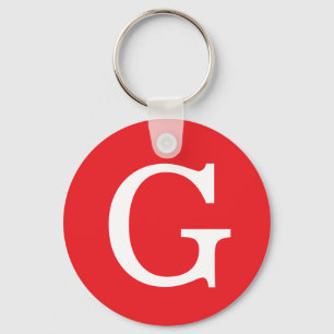 Porte-clés Monogramme de lettre initiale rouge blanc simple