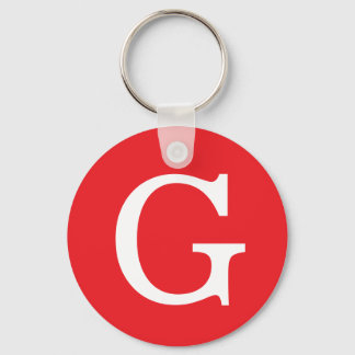 Porte-clés Monogramme de lettre initiale rouge blanc simple