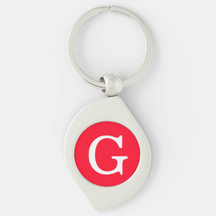 Porte-clés Monogramme de lettre initiale rouge blanc simple