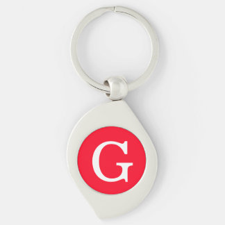 Porte-clés Monogramme de lettre initiale rouge blanc simple