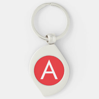 Porte-clés Monogramme de lettre initiale rouge blanc simple m