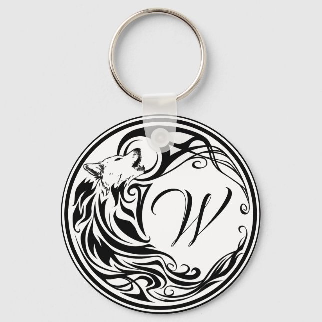 Porte-clés Monogramme de loup tribal (Recto)