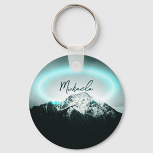 Porte-clés Monogramme de lumière de néon bleu mystérieux de m