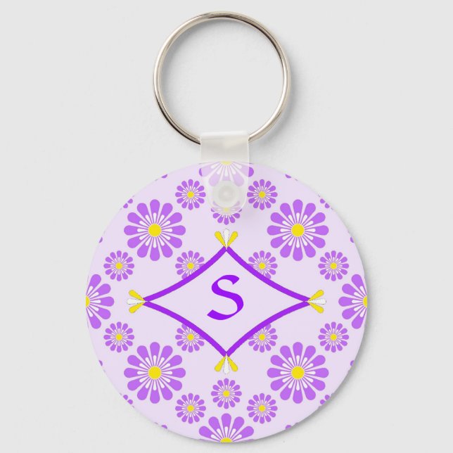 Porte-clés Monogramme de marguerite violette (Recto)