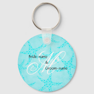 Porte-clés Monogramme de mariage personnalisé Espèce étoilée