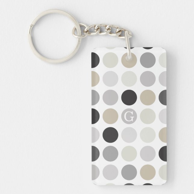 Porte-clés monogramme de motif noir pois (Devant)