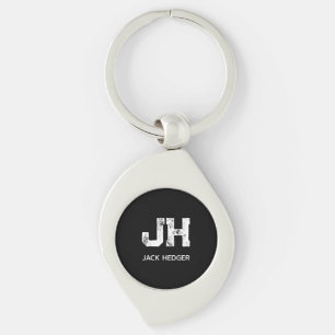 PORTE-CLÉS MONOGRAMME DE NOM À DEUX LETTRES BLANC MINIMALISTE