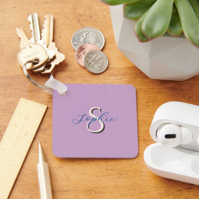 Porte-clés Monogramme de nom d'école personnalisé pour couple (Bureau)