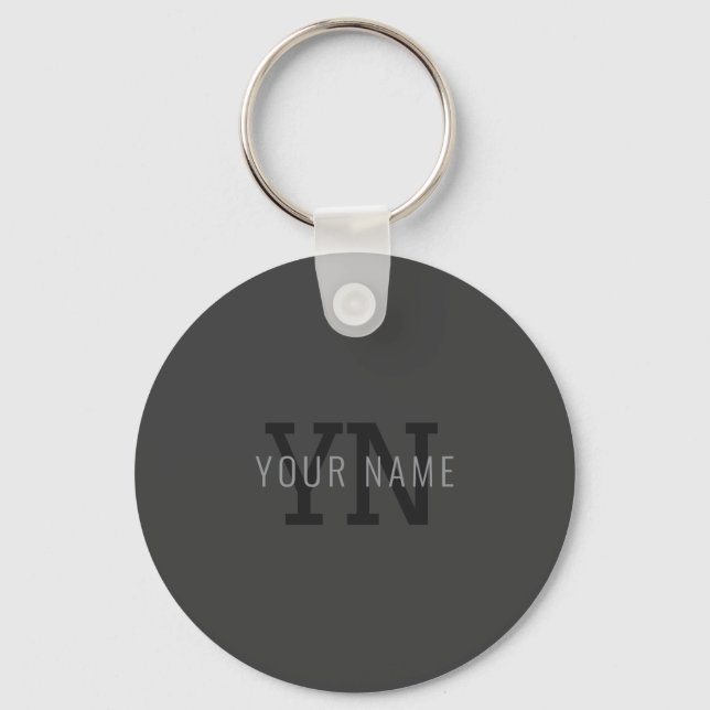Porte-clés Monogramme de nom (ou autre texte) gris foncé mode (Recto)