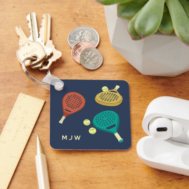 Porte-clés Monogramme de padel Tennis Raquettes et balles (Bureau)