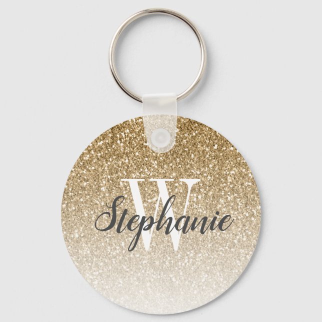 Porte-clés Monogramme de Parties scintillant moderne Gold Omb (Recto)