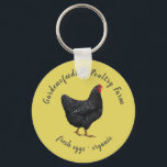 Porte-clés monogramme de poulet noir jaune ferme rustique<br><div class="desc">poule noire script rustique ferme monogramme porte - clé</div>