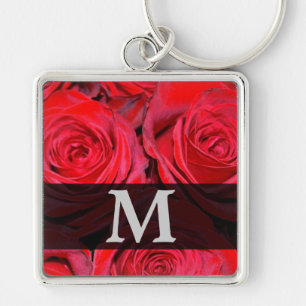 Porte-clés Monogramme de rose rouge