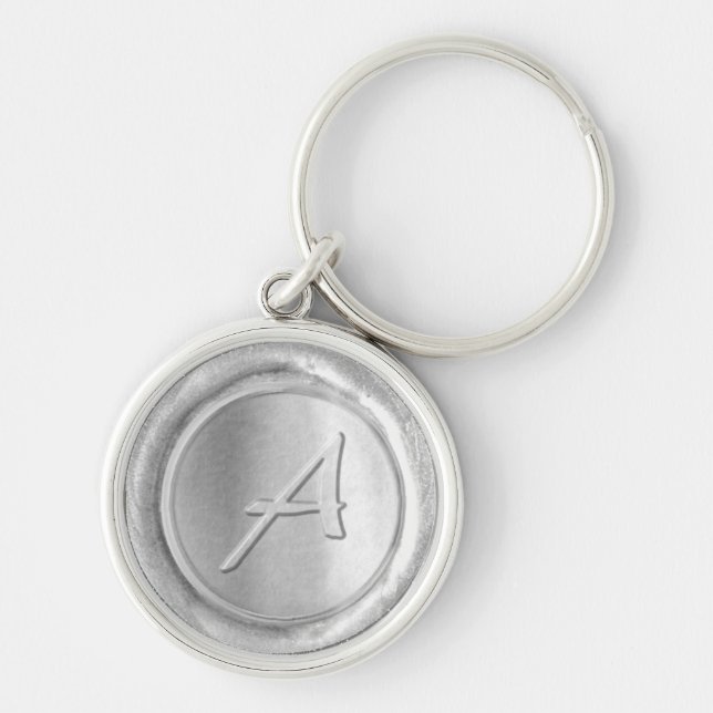 Porte-clés Monogramme de sceau de cire - Argent - Artiste A - (Devant)