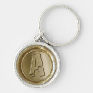 Porte-clés Monogramme de sceau de cire - Or - Boulder A -