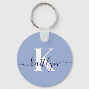 Porte-clés Monogramme de script bleu moderne