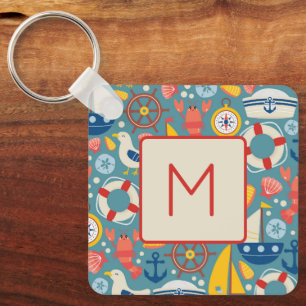 Porte-clés Monogramme de vie marine mignonne