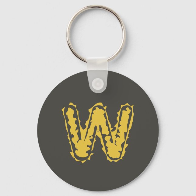 Porte-clés Monogramme déplaisant Moody Jaune sur gris foncé (Recto)