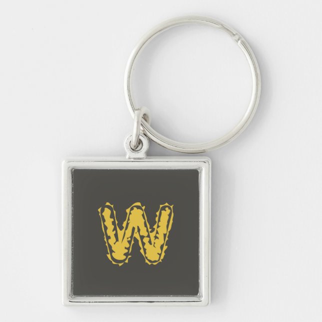 Porte-clés Monogramme déplaisant Moody Jaune sur gris foncé (Devant)
