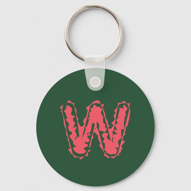 Porte-clés Monogramme déplaisant s'accrochant rose sur vert (Recto)
