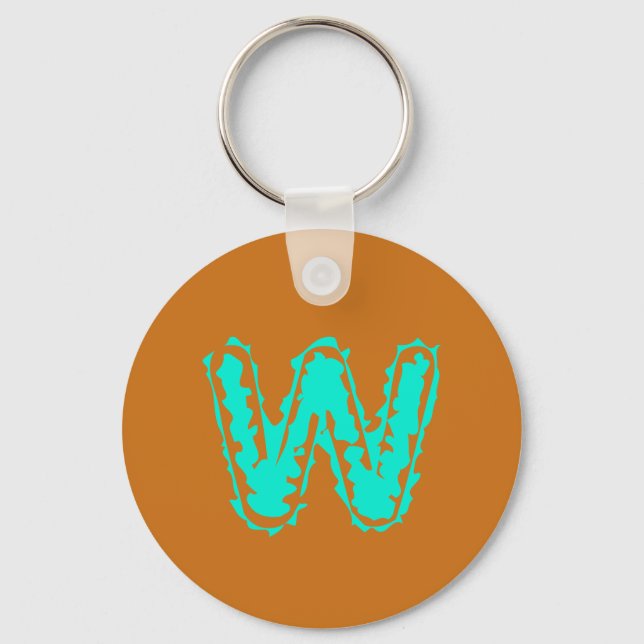 Porte-clés Monogramme déplaisant vert toxique sur orange (Recto)