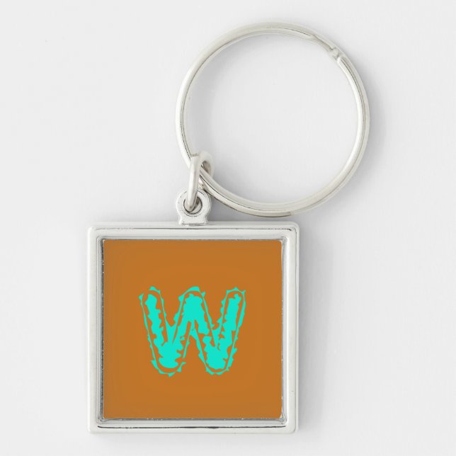 Porte-clés Monogramme déplaisant vert toxique sur orange (Devant)