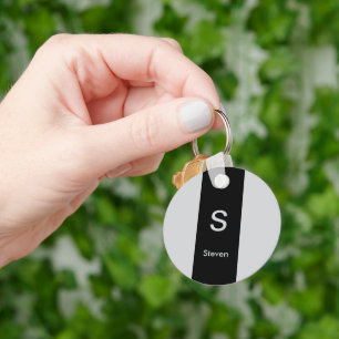 Porte-clés Monogramme deux tons moderne noir et gris