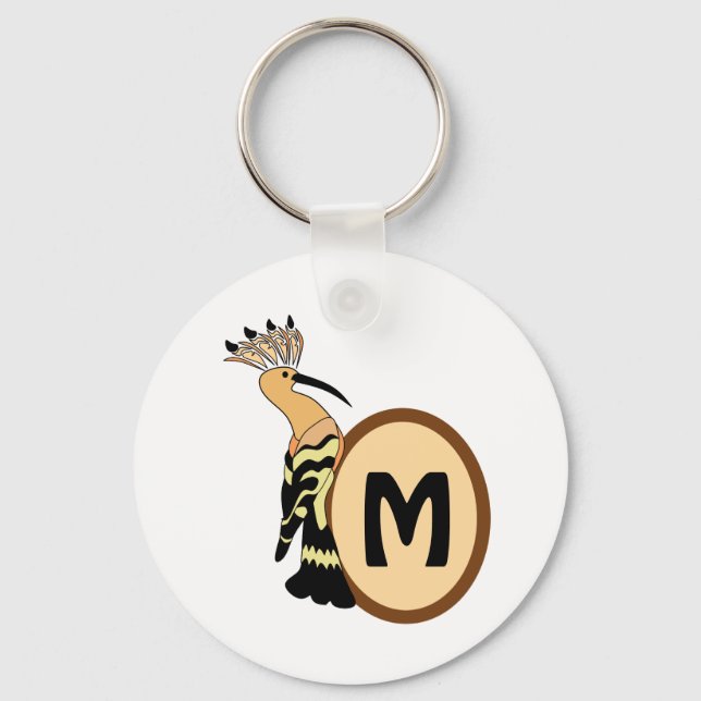 Porte-clés Monogramme d'oiseau Whimsical Hoopoe (Recto)