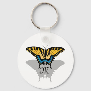 Porte-clés Monogramme d'ombre de papillon Swallowtail