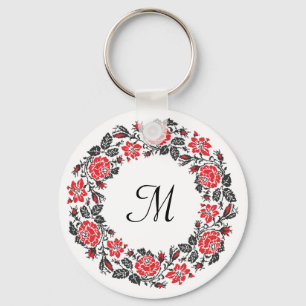 Porte-clés Monogramme du Modèle Motif rose