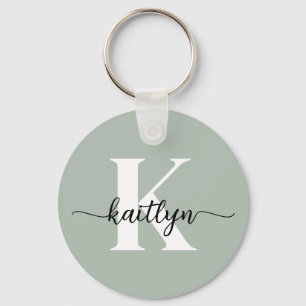 Porte-clés Monogramme écriture vert sauge