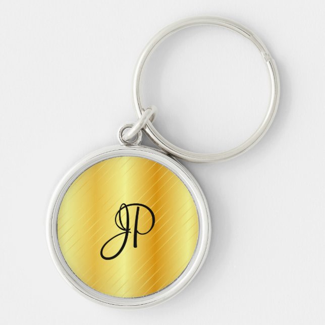 Porte-clés Monogramme Elegant Gold Look Modèle moderne (Devant)