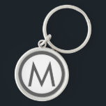 Porte-clés Monogramme élégant minimaliste gris initial<br><div class="desc">Le design minimaliste moderne présente un monogramme élégant,  initialement en gris et blanc.</div>