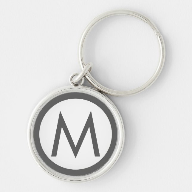 Porte-clés Monogramme élégant minimaliste gris initial (Devant)