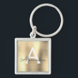 Porte-clés Monogramme en acier inoxydable de luxe Gold Faux<br><div class="desc">Luxe Gold Faux Acier Inoxydable Porte - clé élégant en métal. Ces Porte - clés peuvent être customisés pour inclure votre nom initial et prénom. Ces porte - clés fêtent un grand anniversaire,  une douche nuptiale ou une fête de bachelorette.</div>