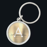 Porte-clés Monogramme en acier inoxydable de luxe Gold Faux<br><div class="desc">Luxe Gold Faux Acier Inoxydable Porte - clé élégant en métal. Ces Porte - clés peuvent être customisés pour inclure votre nom initial et prénom. Ces porte - clés fêtent un grand anniversaire,  une douche nuptiale ou une fête de bachelorette.</div>