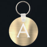 Porte-clés Monogramme en acier inoxydable de luxe Gold Faux<br><div class="desc">Luxe Gold Faux Acier Inoxydable Porte - clé élégant en métal. Ces Porte - clés peuvent être customisés pour inclure votre nom initial et prénom. Ces porte - clés fêtent un grand anniversaire,  une douche nuptiale ou une fête de bachelorette.</div>