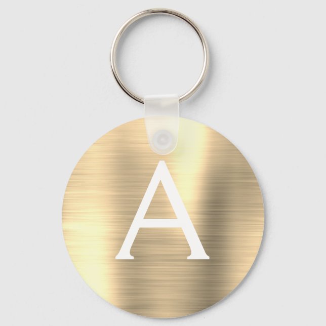 Porte-clés Monogramme en acier inoxydable de luxe Gold Faux (Recto)