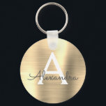 Porte-clés Monogramme en acier inoxydable de luxe Gold Faux<br><div class="desc">Luxe Gold Faux Acier Inoxydable Porte - clé élégant en métal. Ces Porte - clés peuvent être customisés pour inclure votre nom initial et prénom. Ces porte - clés fêtent un grand anniversaire,  une douche nuptiale ou une fête de bachelorette.</div>