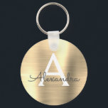 Porte-clés Monogramme en acier inoxydable de luxe Gold Faux<br><div class="desc">Luxe Gold Faux Acier Inoxydable Porte - clé élégant en métal. Ces Porte - clés peuvent être customisés pour inclure votre nom initial et prénom. Ces porte - clés fêtent un grand anniversaire,  une douche nuptiale ou une fête de bachelorette.</div>