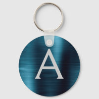 Monogramme en acier inoxydable faux moderne bleu
