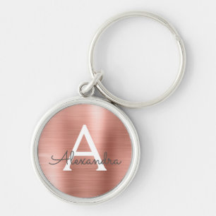Porte-clés Monogramme en acier inoxydable faux or rose