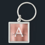 Porte-clés Monogramme en acier inoxydable rose rose<br><div class="desc">Rose Rose Or Faux Acier Inoxydable Metallic Élégant Porte - clé. Ces Porte - clés peuvent être customisés pour inclure votre nom initial et prénom. Ces porte - clés fêtent un grand anniversaire,  une douche nuptiale ou une fête de bachelorette.</div>